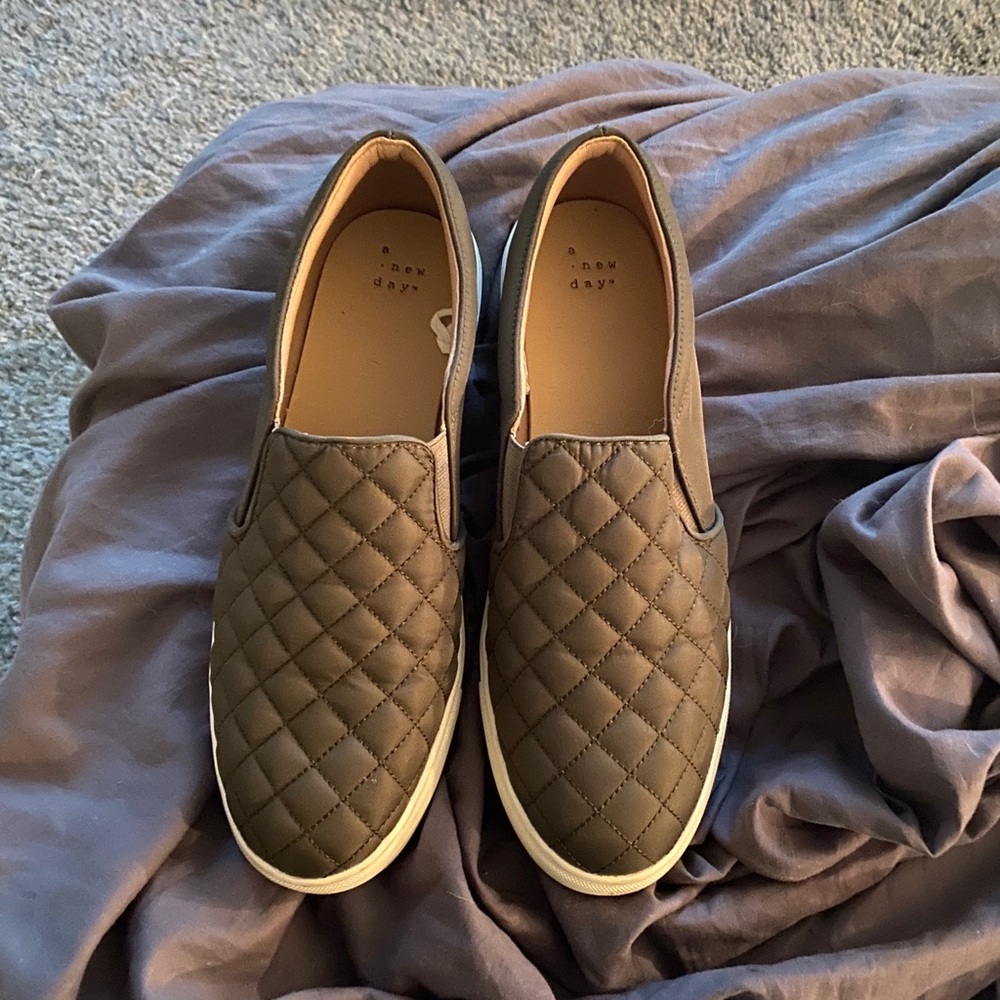 Green slip on shoes!